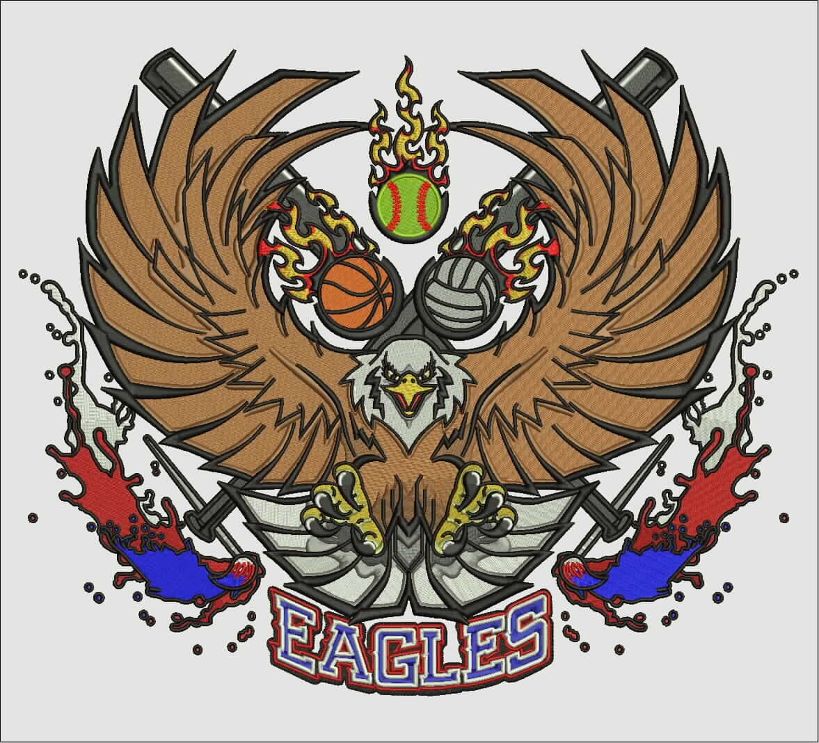 Jacket back embroidery digitizing design
