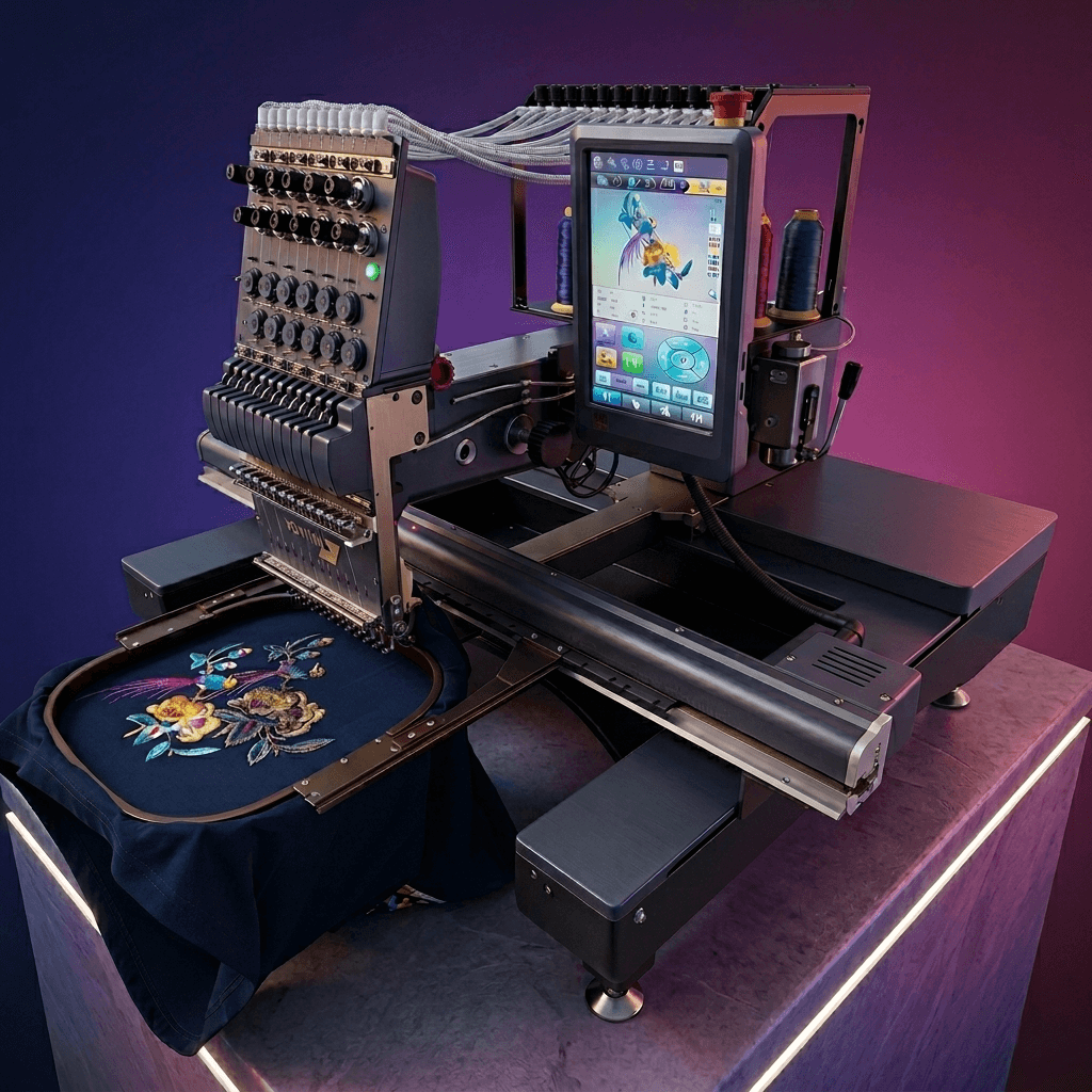Embroidery digitizing machine creating custom embroidery design